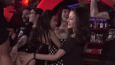 Latin teen in latex publicly pussy n throat fucked  in group