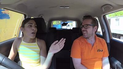 Arab rimming n deepthroat babe car fucked by driving tutor