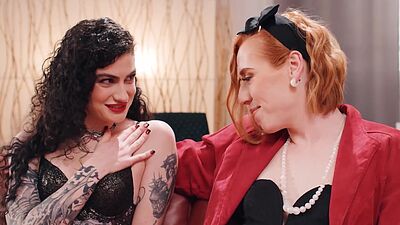 Naughty teen fucked hard by a dirty shemale after she sucked her big dick