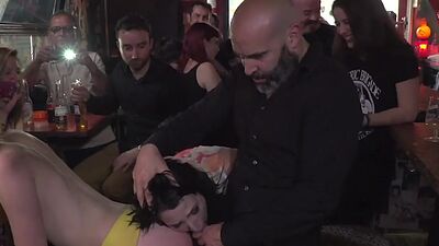 Latinas publicly throatfucked and buttspanked in orgy