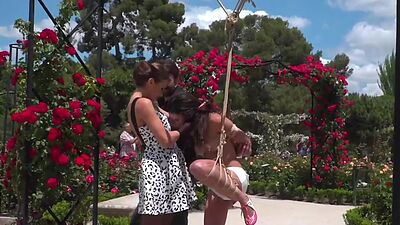 BDSM babe publicly whipped n humiliated by master n mistress