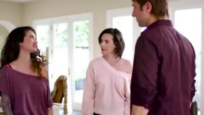 Lesbian couple in lust triangle threesome with guy who is her ex boyfriend