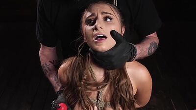 Busty fresh babe bound in back arch