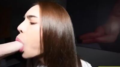 Teen ladyboy Kitty amateur POV blowjob and anal fucking in her tight ass