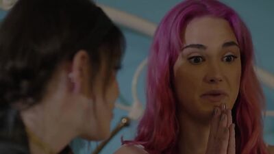 Shemale brunette licks and fucks her pink haired bestfriend1