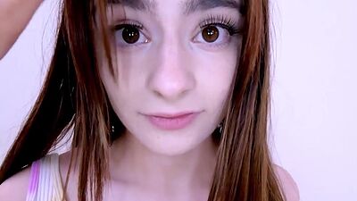 Cutie Pie riding hot blonde with strapon in studio