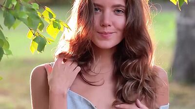 Amazing brunette teen with small tits Katya Clover posed totally naked