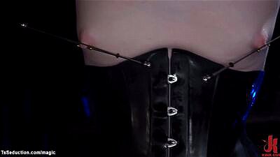 Red head shemale slave suspended