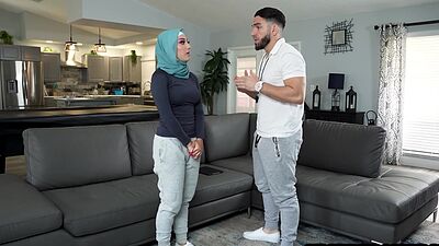 Arab teen with hijab Violet Gems gets focus lessons from her soccer coach