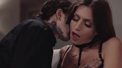 Slutty shemale gets bareback fucked by her tattooed boyfriend