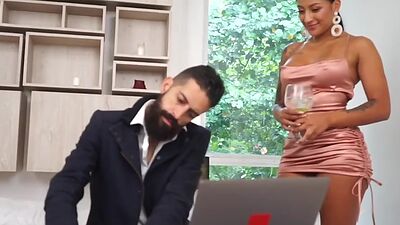 Latina with perfect body squirts and gets cum in mouth