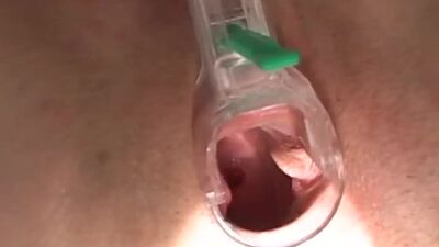 Gaping babe closeup shows her pussy inside after toying