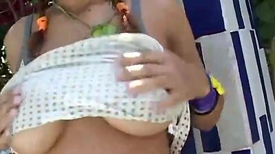 Serena masturbates outdoors solo