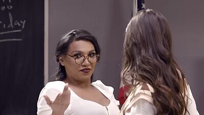 Kinky big booty tranny teacher Jessy Dubai rewarded by slutty teen students