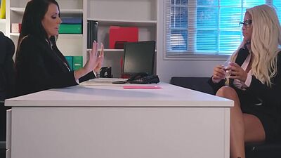 Lesbian office busty MILFS enjoy facesitting and scissoring