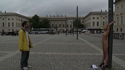 Blond gang banged in public places