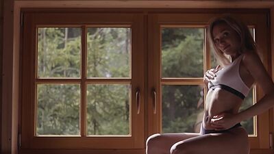 Petite small tits blonde MILF Zhenya Belaya passion posing totally naked