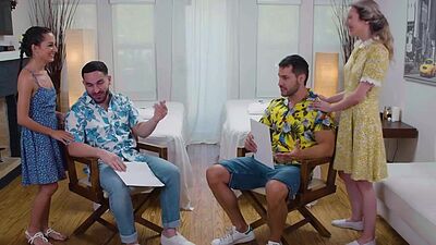 Teens giving their stepdads the real treat massage