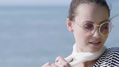 Stunning small tits blonde teen Hailey Afton posing in hot white lingerie