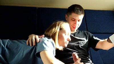 DOUBLE CUM IN MOUTH FOR Stepsister TRAVELER ON A TRAIN