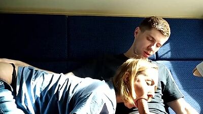 DOUBLE CUM IN MOUTH FOR Stepsister TRAVELER ON A TRAIN