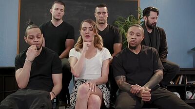 Submissive college babe IR DP gangbanged after casting