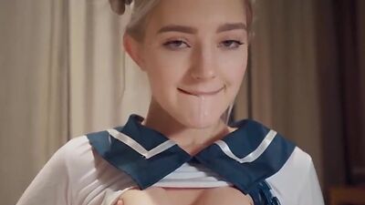 Kawaii Schoolgirl Gets Creampie and Facial Eva Elfie