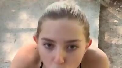 My first Public Blowjob almost Caught with Cum on my Face Eva Elfie