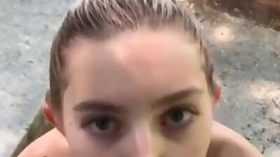 My first Public Blowjob almost Caught with Cum on my Face Eva Elfie