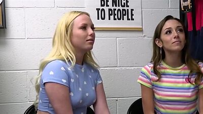 Stealing sluts trying to gag on officers big cock