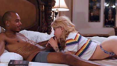 Petite small tits teen Lola Fae drilled by big cock black guy after blowjob