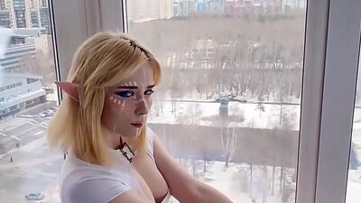 Gorgeous Elf Caresses Pussy and Cums From Dildo Sweetie Fox