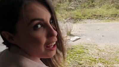 Beautiful euro babe fucks in public