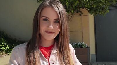 Beautiful euro babe fucks in public