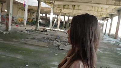 Beautiful euro babe fucks in public