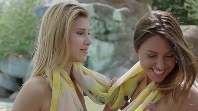 Hot Czech lesbian MILF Anetta Keys and her GF Emily Rise taking sunbath