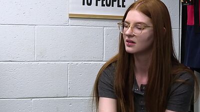 Jane Rogers on her knees deepthroating officer cock