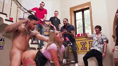 Party guys gangbang their maid who is just trying to clean up!