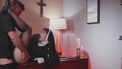 Anal loving nun babe gets fucked by priest in church office part 6