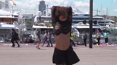 Public whipped smalltits babe by master and mistress outdoor