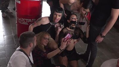 Sub teen Latina public fucked and pussywhipped in group