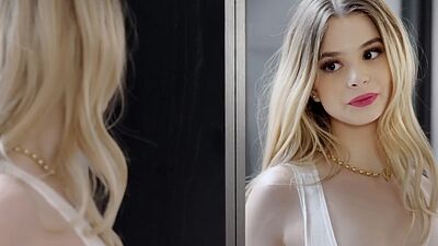Tiny stepsister teen Molly Little seduces stepbro by trying on sexy outfits