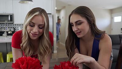 Horny teen Penelope Kay and stepsis celebrating labor day on their own way