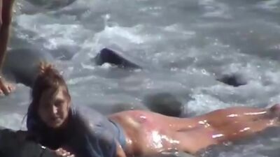 Girls sunbathe and suck cocks on the beaches