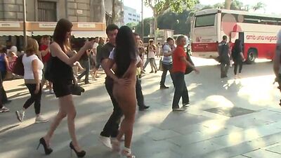 Monster boobs Latina fucked in public