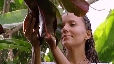 Perfect big ass MILF Katya Clover posing naked on the rain after hard work