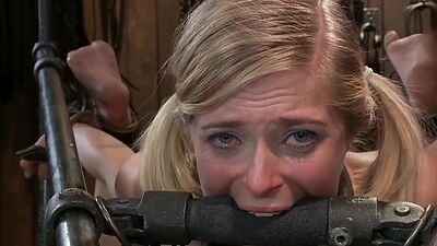 Strapped dyke slave nipples clamped