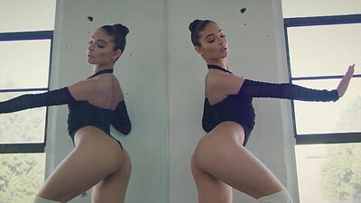Flexible skinny latina ballerina Emily Willis stripping and practicing