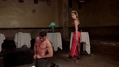 Femdom massages prostate to man