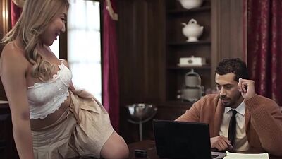 Big boobs asian mistress sucks pussy licked and anal reamed